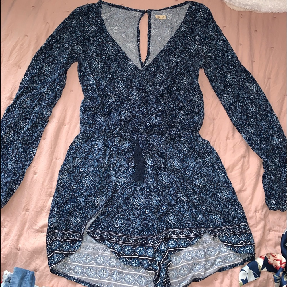 Blue long sleeve romper